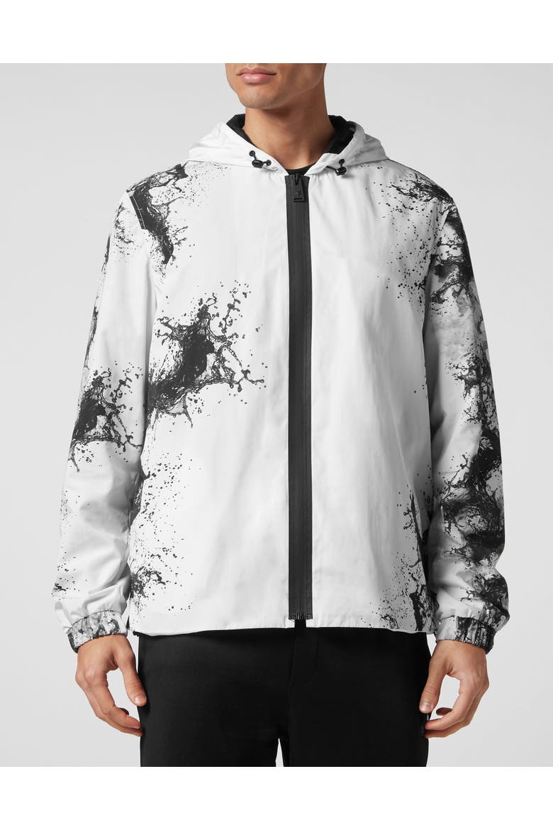 Nylon Windbreaker Splash Extreme Men, Main, color, white/black