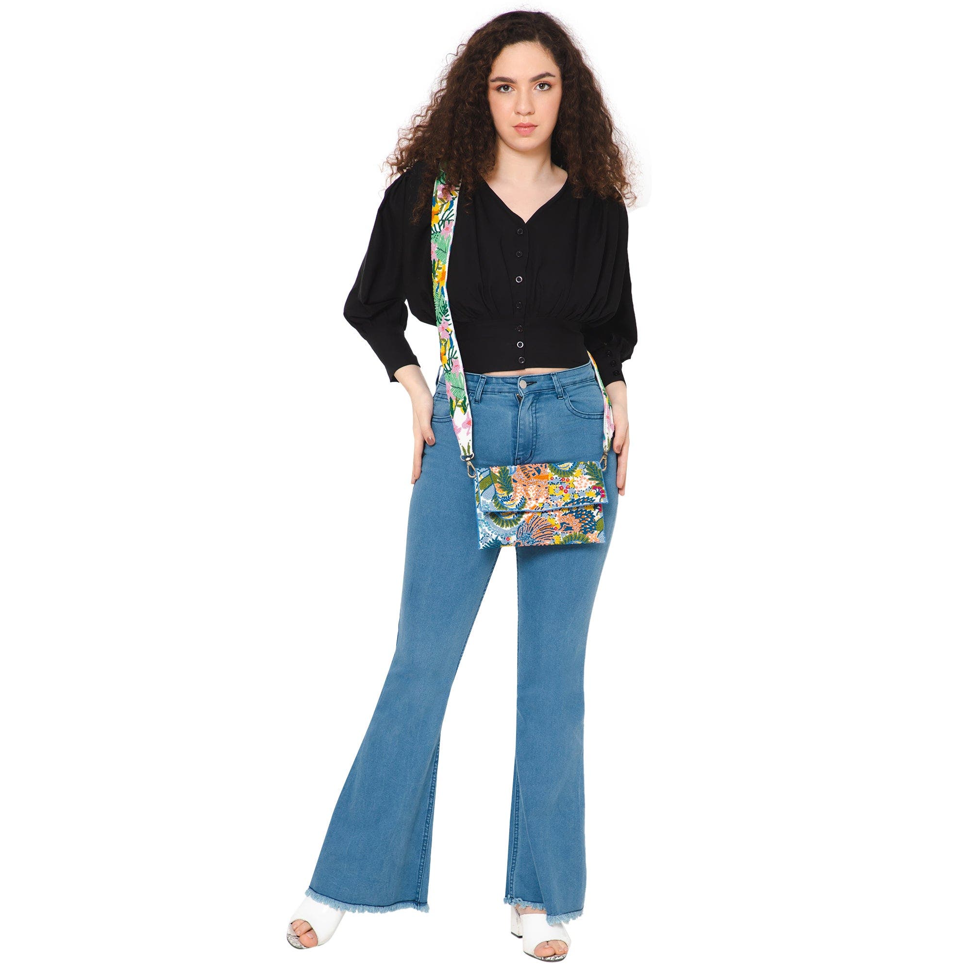 Vismaya Botanical Embroidered Strap, Alternate, color, White