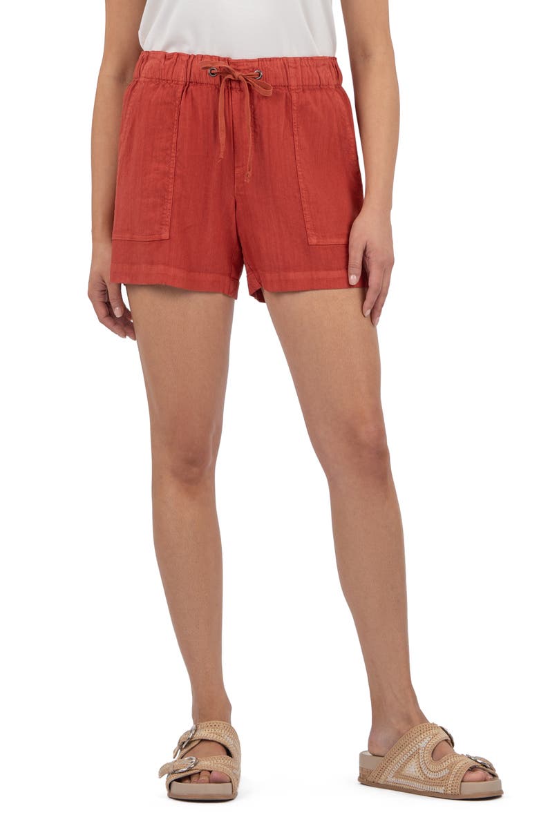 KUT from the Kloth Katana Drawstring Linen Blend Shorts, Main, color, Clay