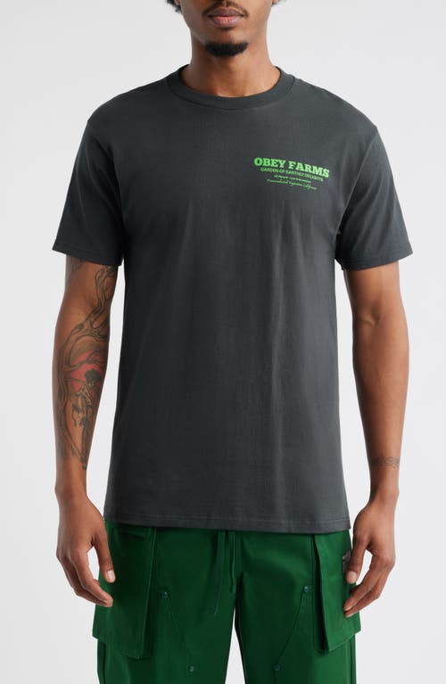 Obey Obery Farms Graphic T-shirt In Blue