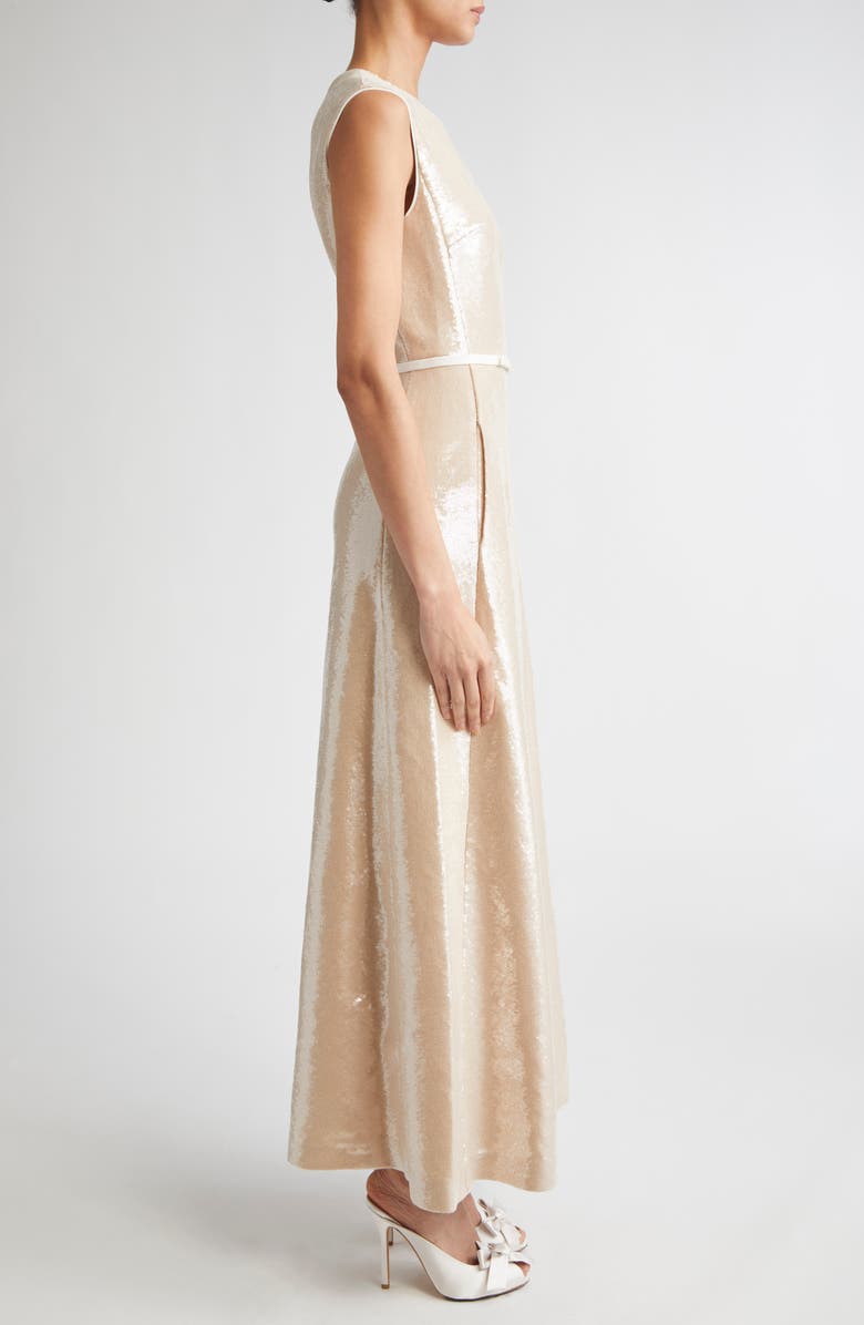 Giambattista Valli Sleeveless Sequin Gown, Alternate, color, Camel
