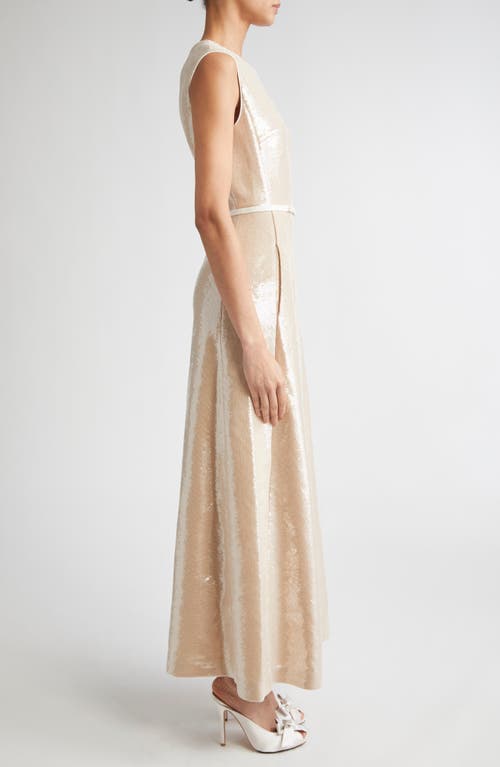 Giambattista Valli Sleeveless Sequin Gown In Neutral