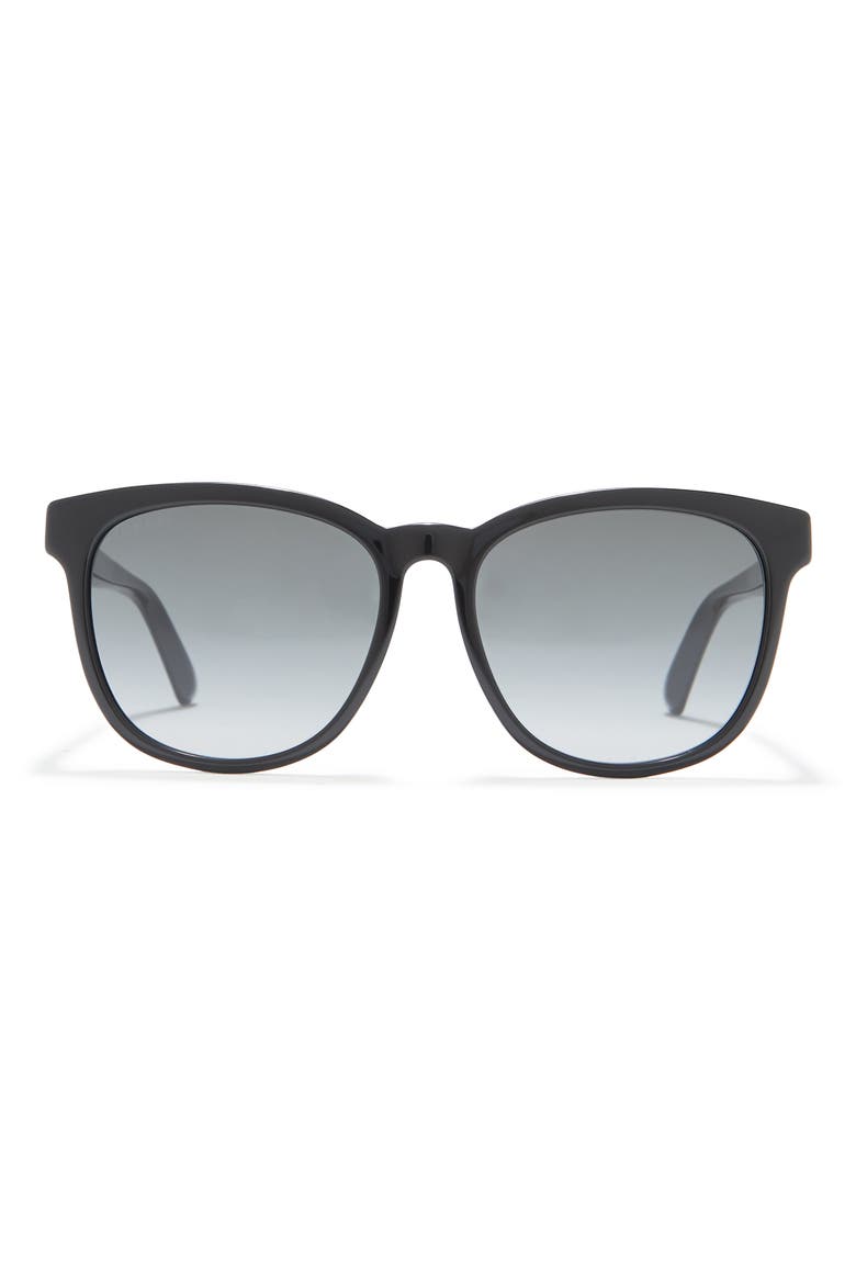 56mm Round Sunglasses, Main, color, BLACK