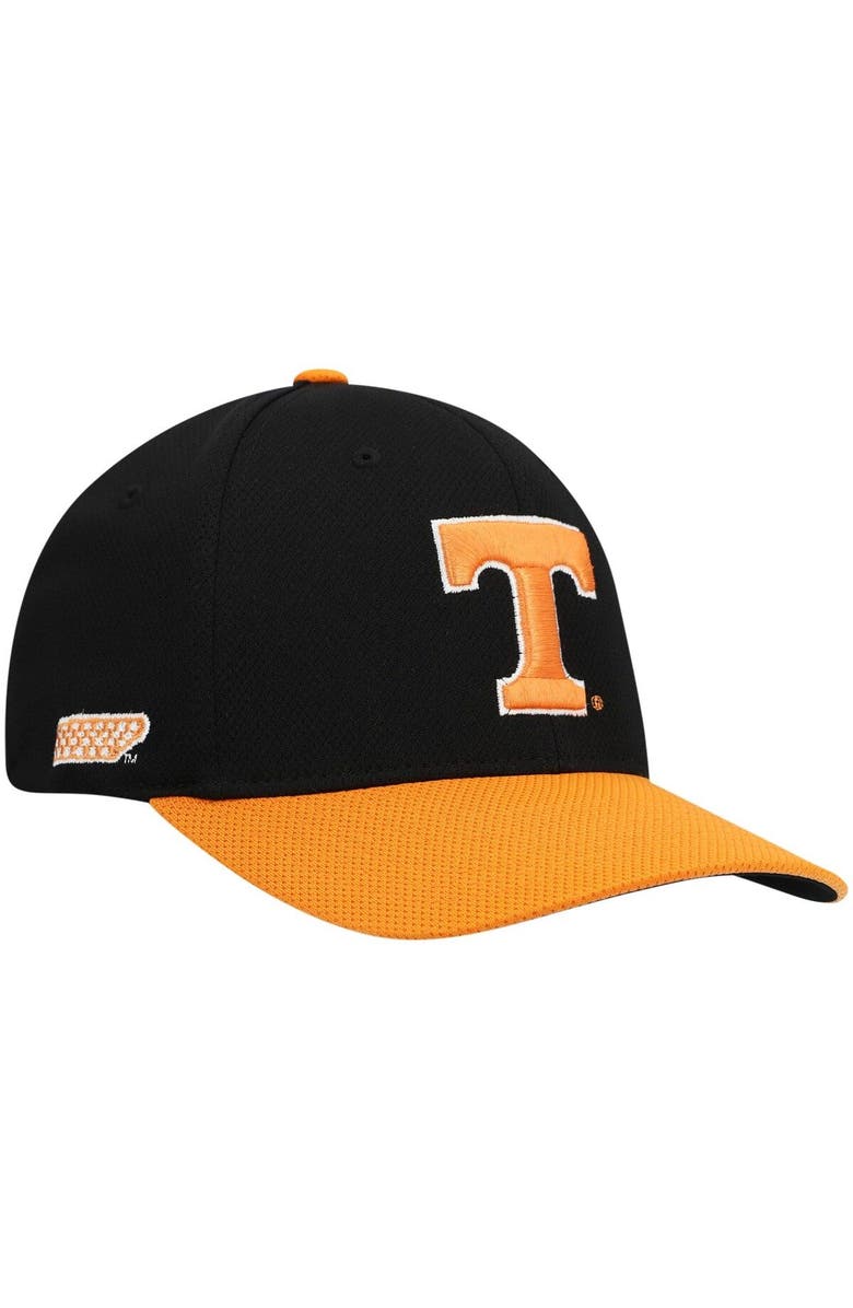 TOP OF THE WORLD Men's Top of the World Black/Tennessee Orange Tennessee Volunteers Two-Tone Reflex Hybrid Tech Flex Hat, Main, color, 