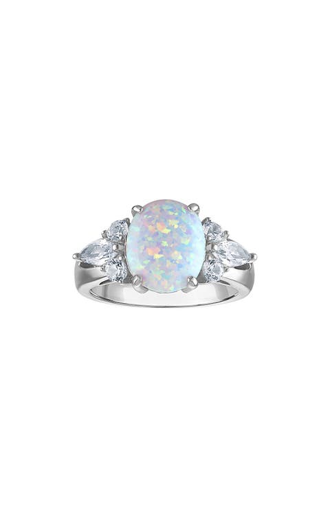 Opal & Cubic Zirconia Ring
