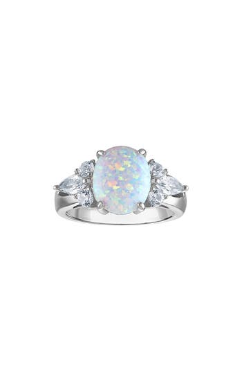 Fzn Opal & Cubic Zirconia Ring In White