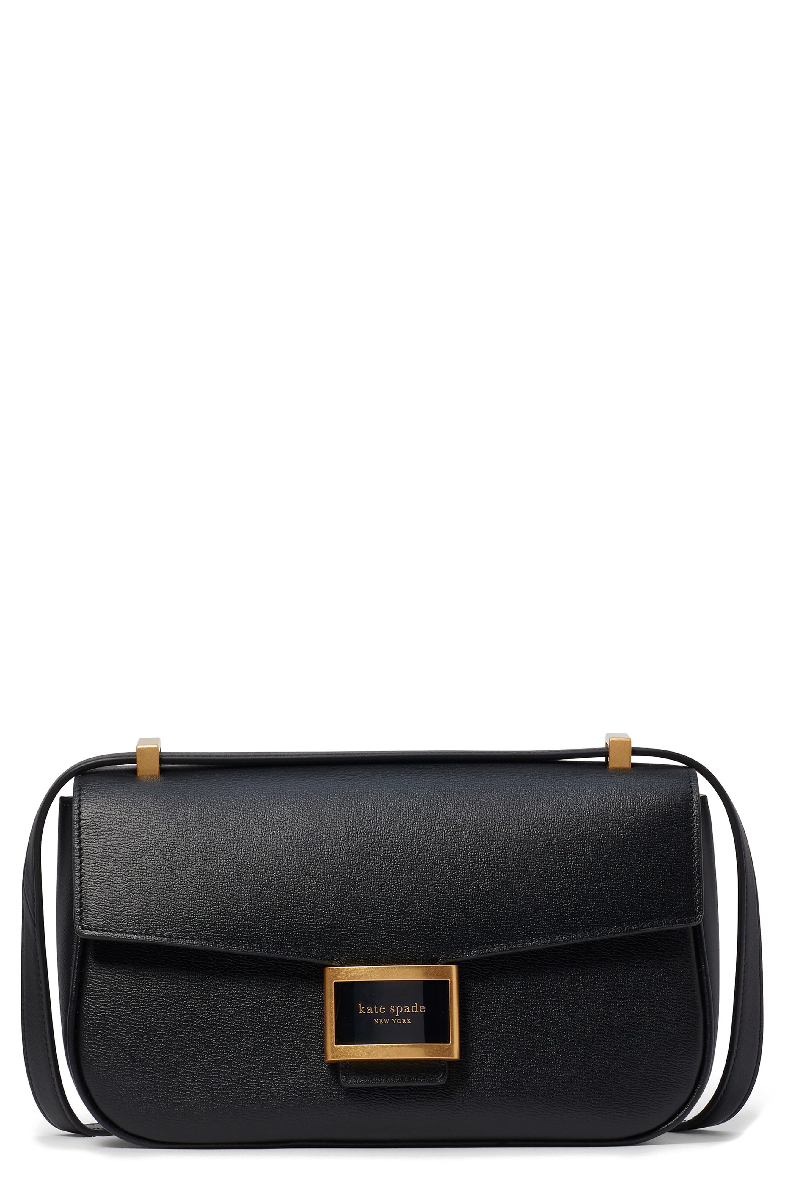 medium katy textured leather convertible shoulder bag, Main, color, BLACK