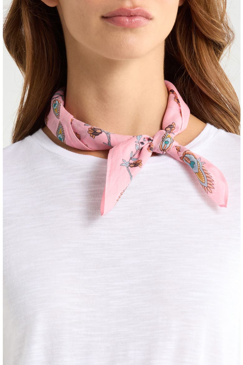 Pottery Floral Square Bandana, Main, color, PINK POTTERY FLORAL