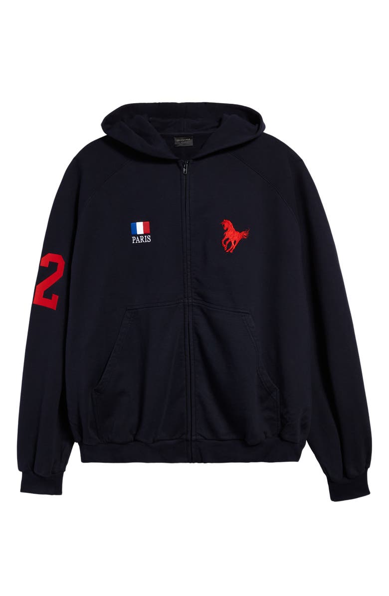 Balenciaga Polo Zip-Up Hoodie, Alternate, color,