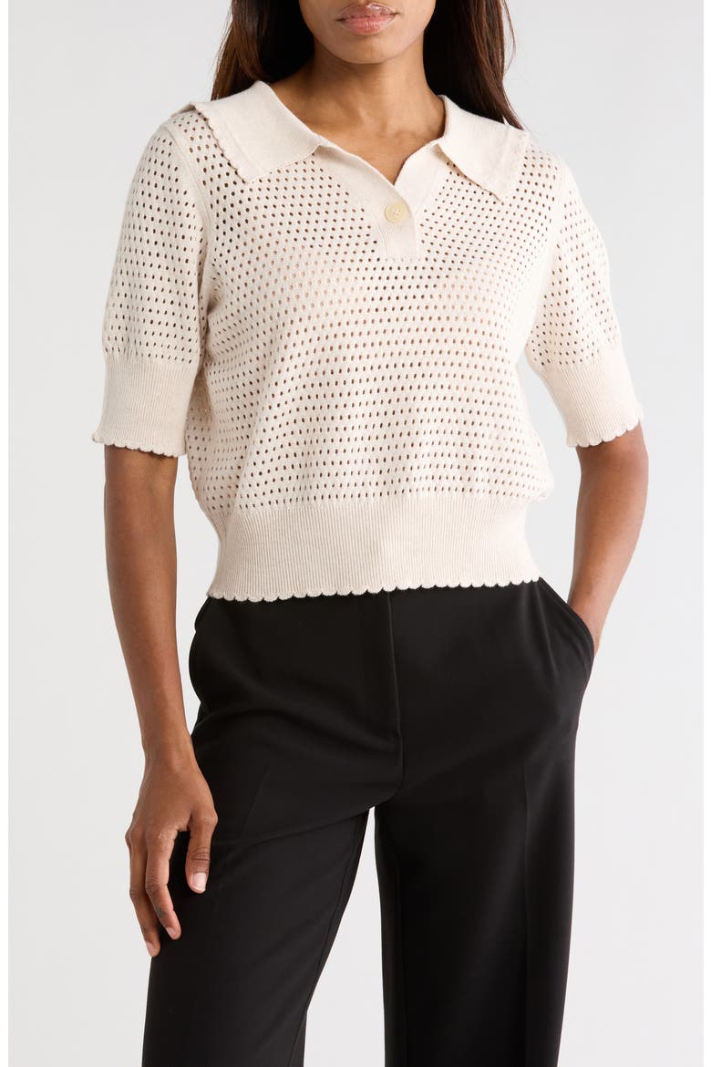Fern Open Knit Sweater, Main, color, BEIGE