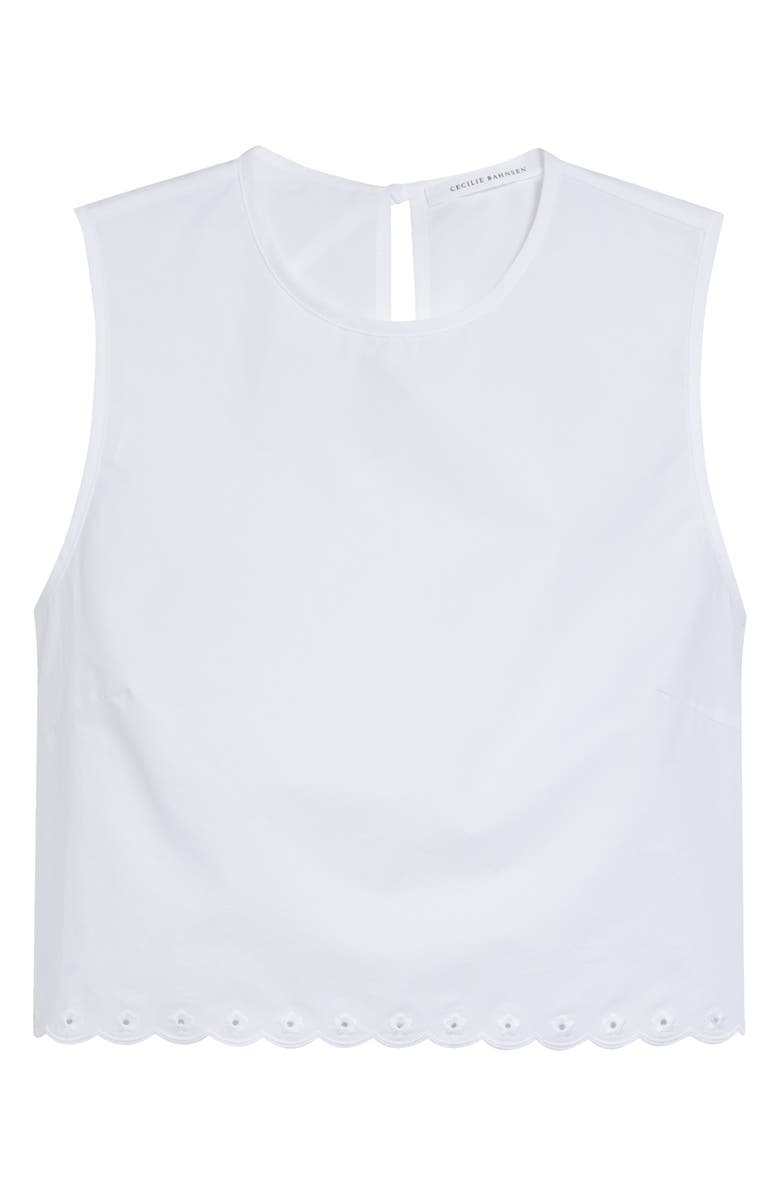 Cecilie Bahnsen Deeba Broderie Anglaise Cotton Poplin Crop Top, Main, color, White