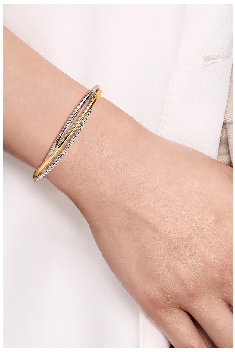 Bujukan 14k Gold and Sterling Silver Bypass Bangle, Alternate, color, STERLING / 14K YELLOW GOLD