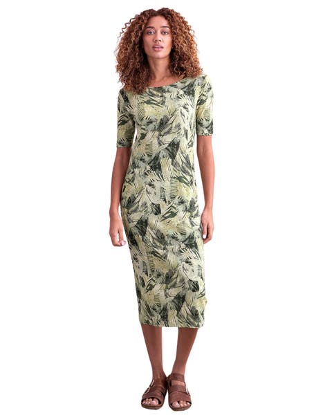 Linen Blend Button Back Midi Dress