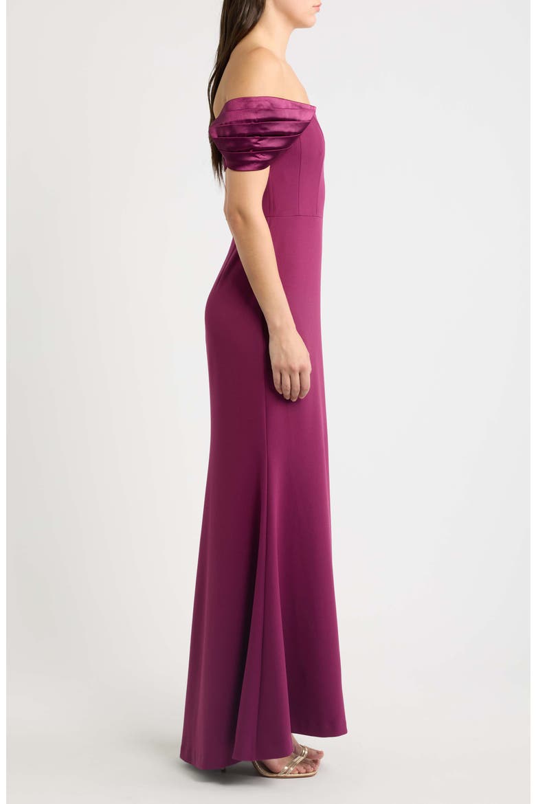 Off the Shoulder Mermaid Gown, Alternate, color, BURGUNDY