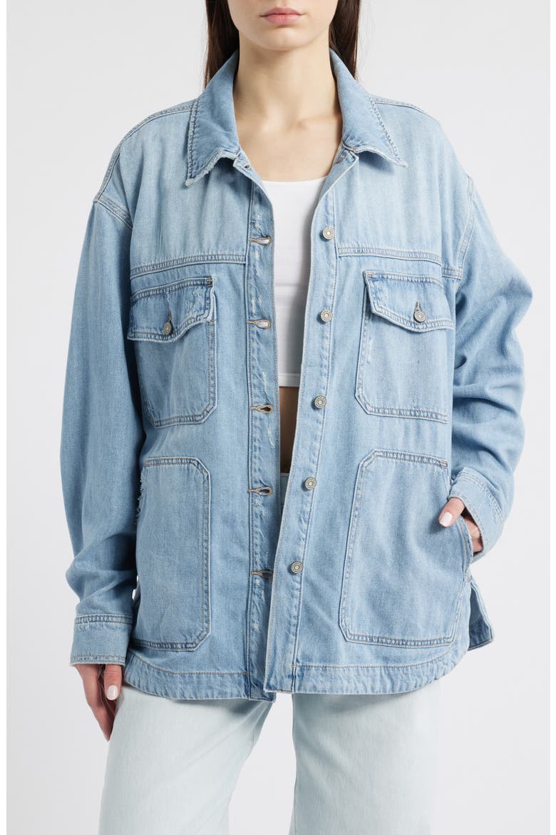 Oversize Denim Shirt, Main, color, LIGHT WASH