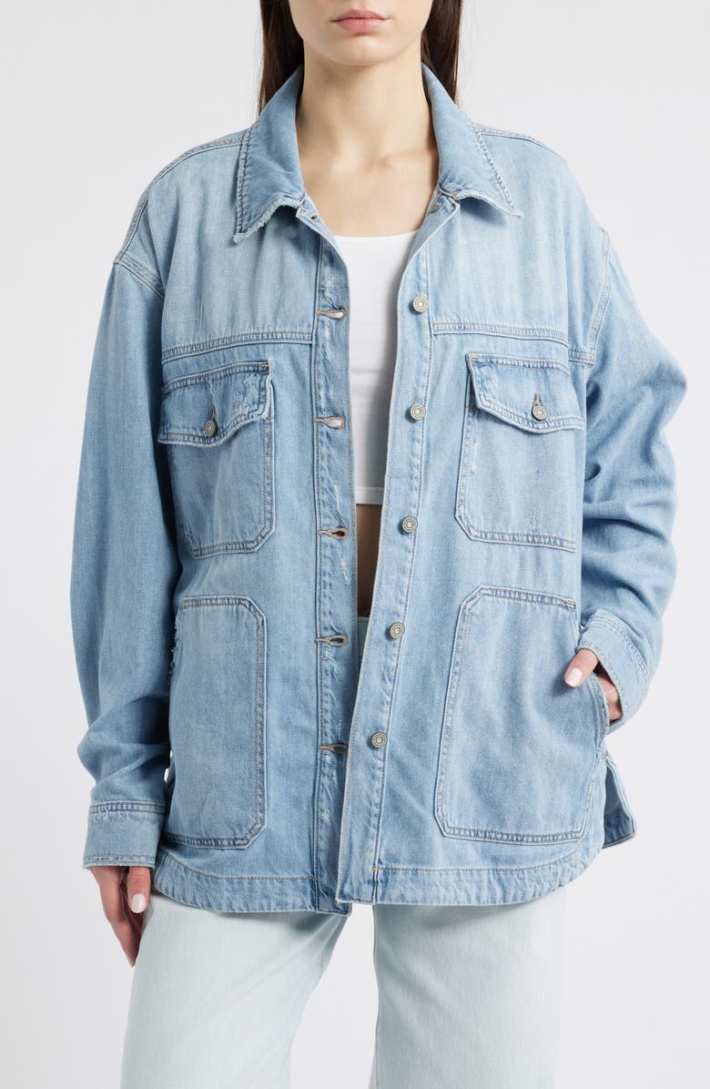 HIDDEN JEANS Oversize Denim Shirt, Main, color, Light Wash