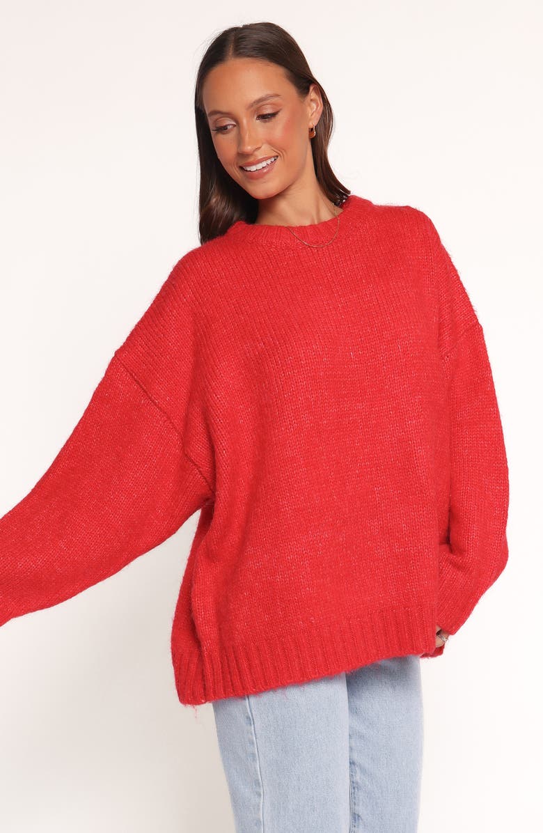 Petal & Pup Llyod Oversize Crewneck Sweater, Alternate, color, Red