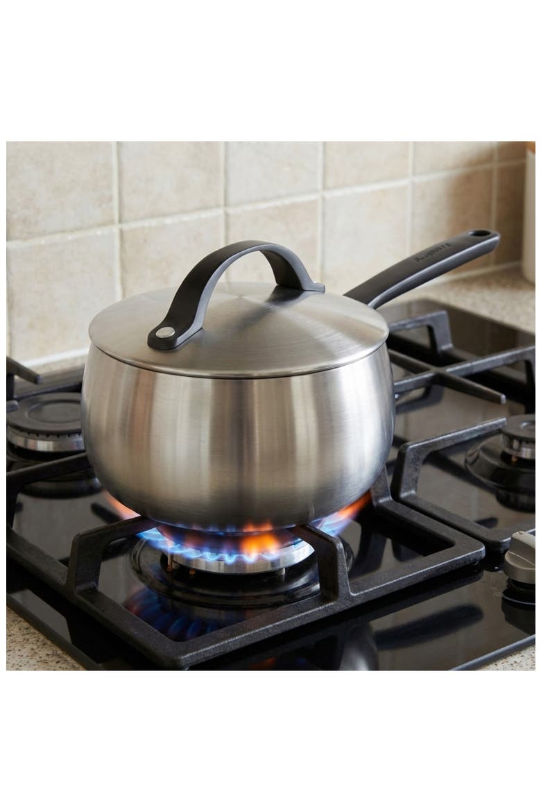 Stellar Belly Tri-Ply Stainless Steel Saucepan & Lid, Alternate, color, SMOKEY BLACK