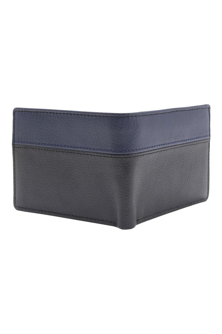 Two Tone Bifold Leather Wallet, Alternate, color, BLACK/ NAVY