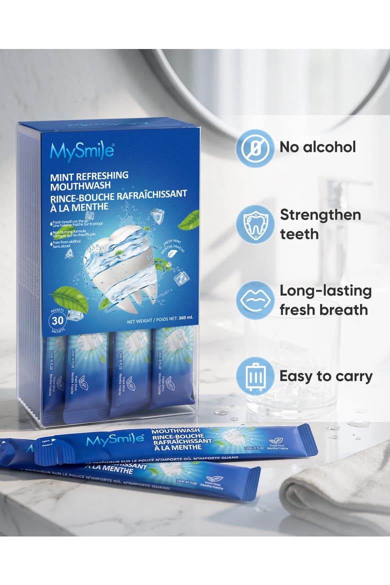 Travel-Friendly Alcohol-Free Mouthwash in Fresh Mint, Alternate, color, Blue