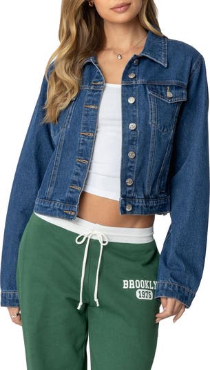EDIKTED Barb Denim Crop Trucker Jacket | Nordstrom