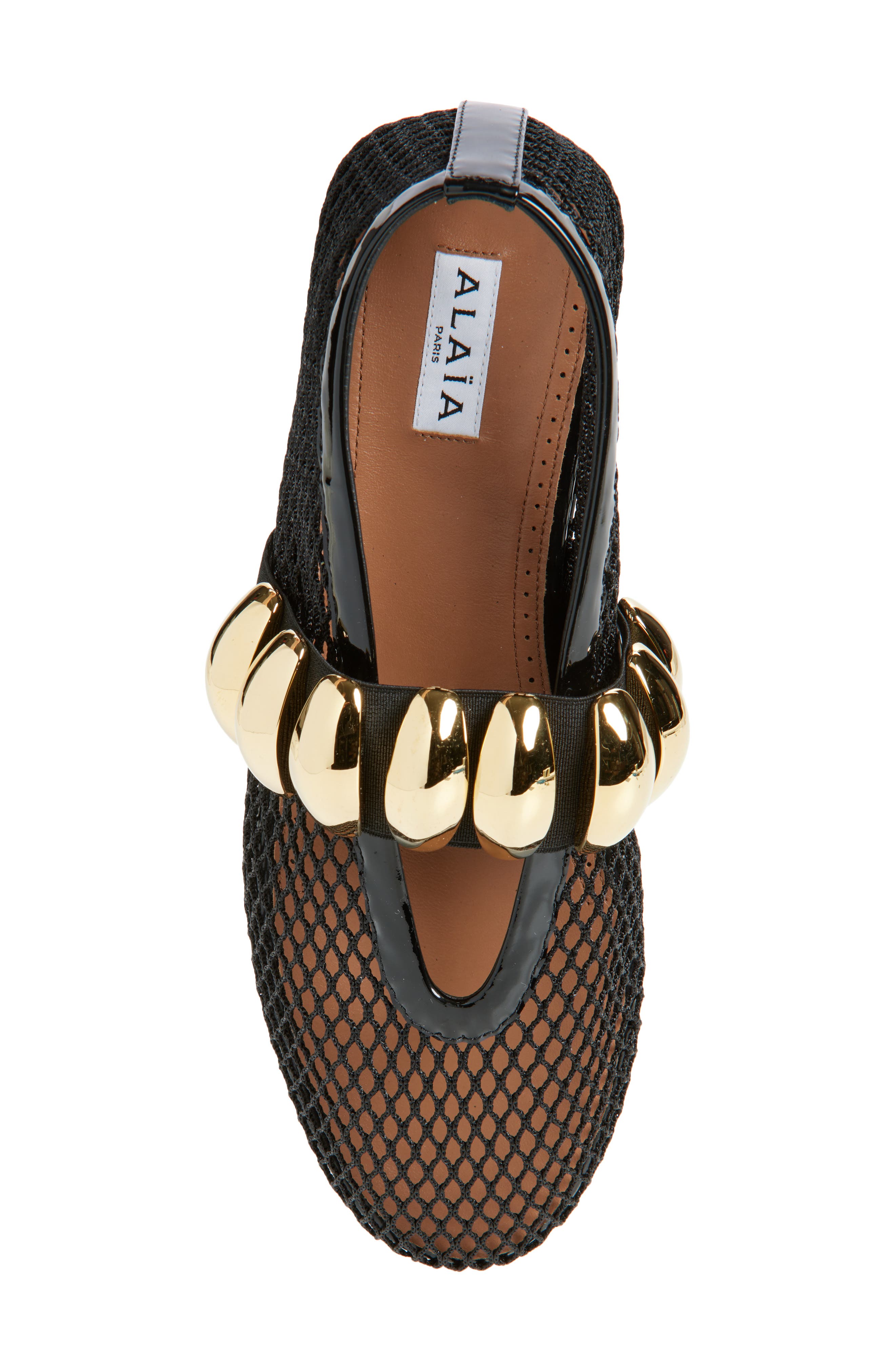 Alaïa Mesh Ballet Flat, Alternate, color, Noir