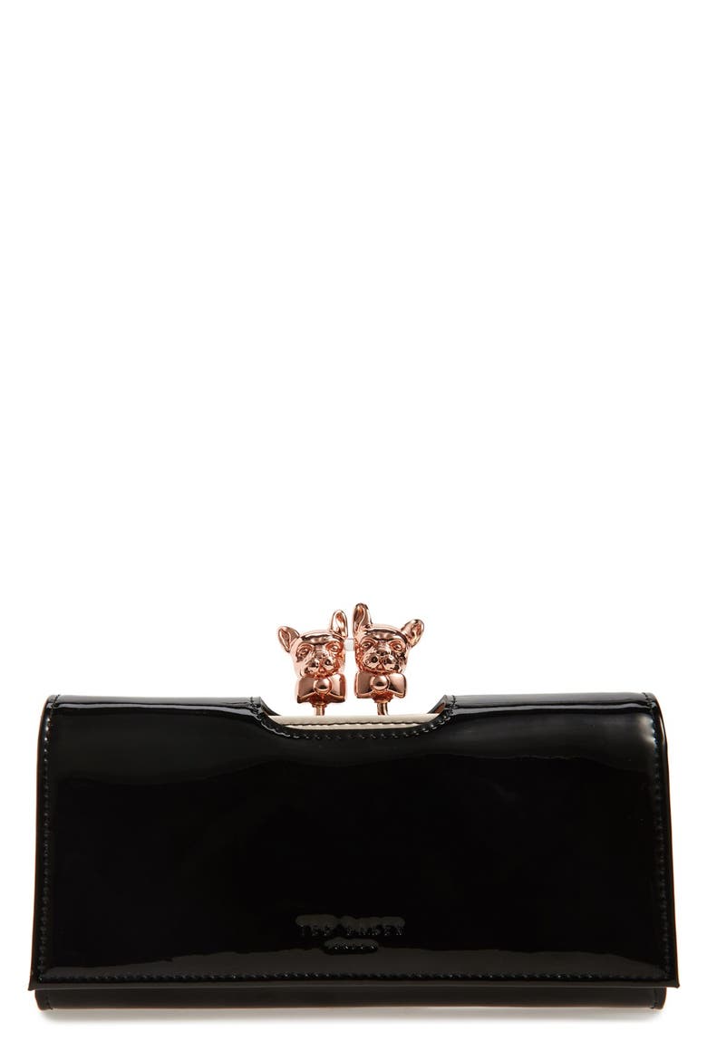 Bulldog Karrine Patent Leather Wallet, Main, color, BLACK