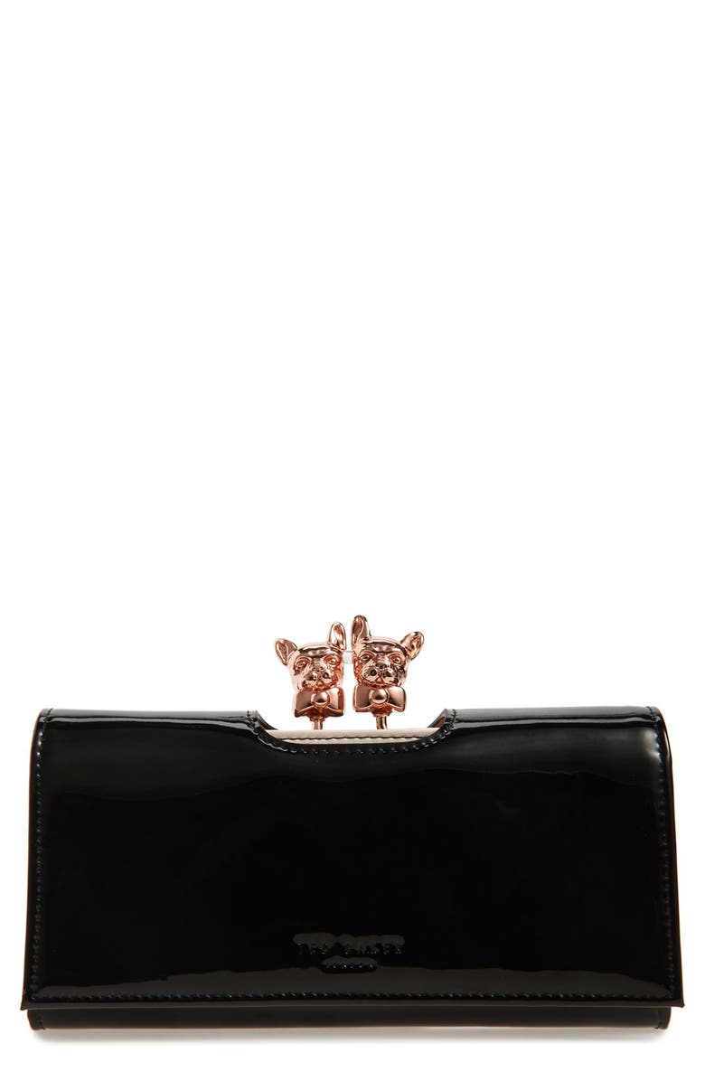 Ted Baker London Bulldog Karrine Patent Leather Wallet, Main, color,