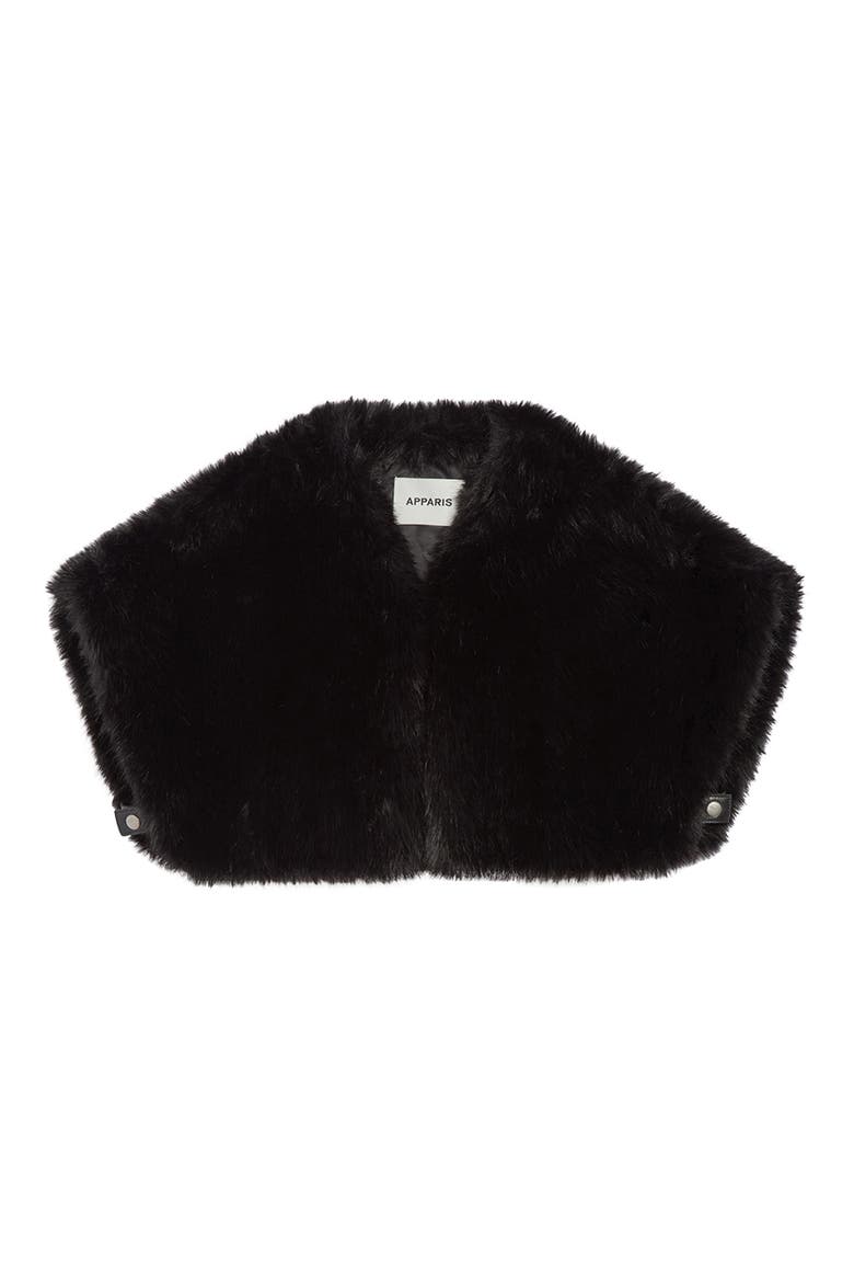 Devin Faux Sable Fur Shrug, Alternate, color, NOIR