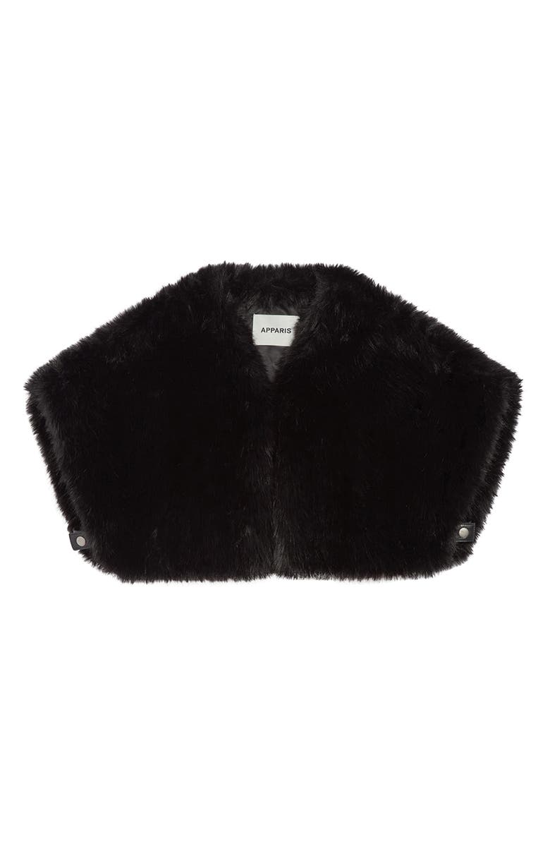 Apparis Devin Faux Sable Fur Shrug, Alternate, color, Noir