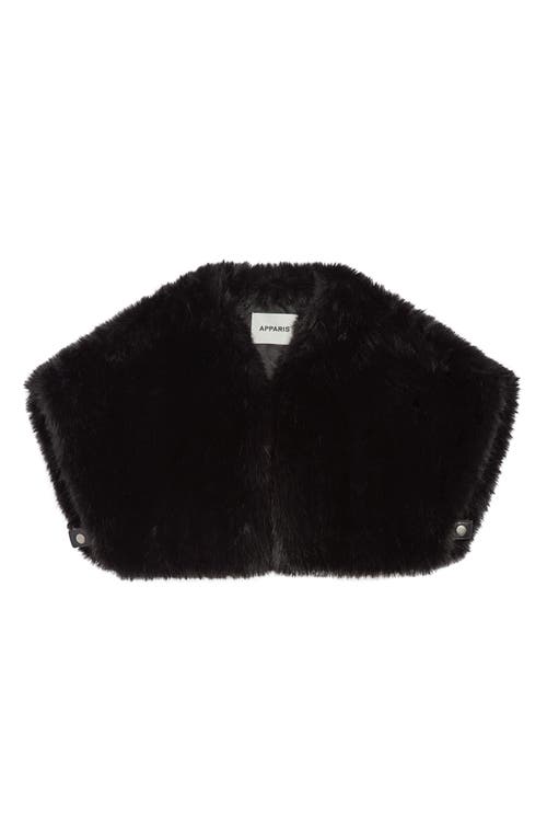 Apparis Devin Faux Sable Fur Shrug In Black