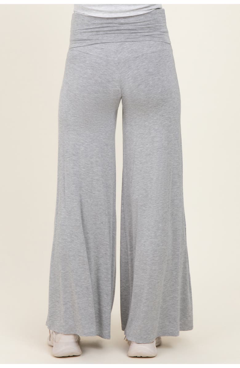 PinkBlush Fold Over Waist Wide Leg Lounge Pants, Alternate, color, Heather Grey
