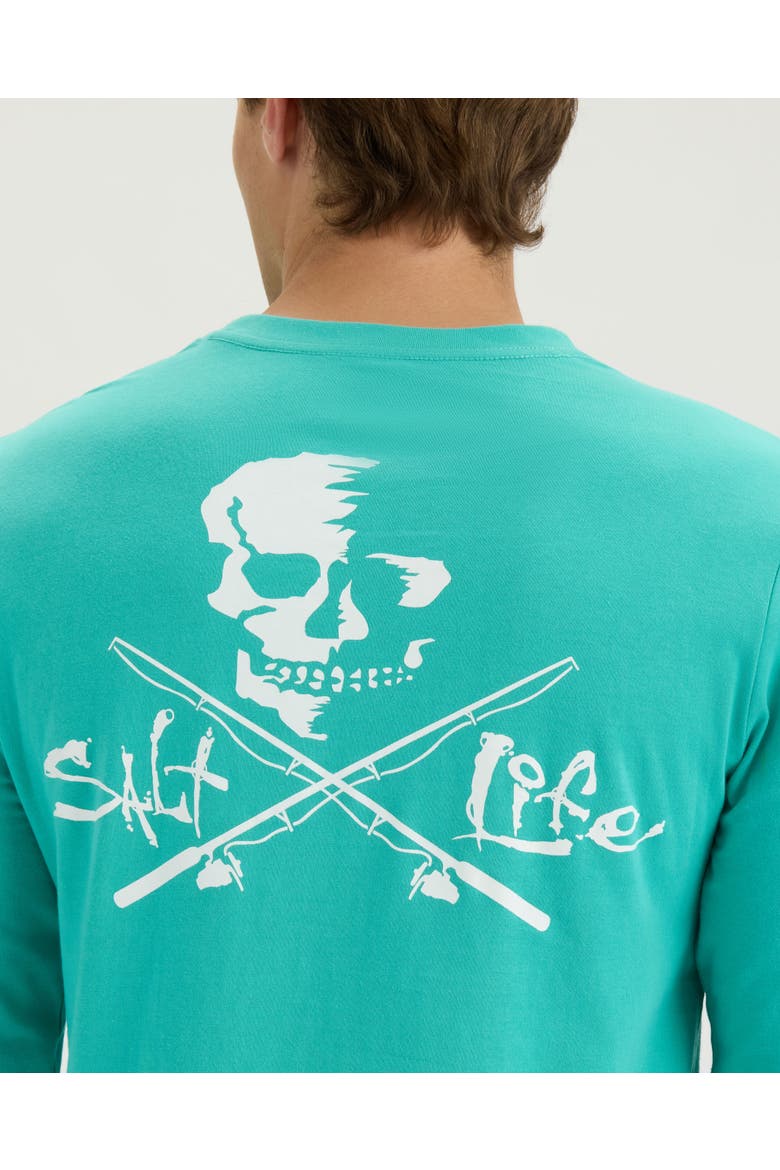 Skull and Poles Long Sleeve Tee, Alternate, color, OCEAN SPRAY