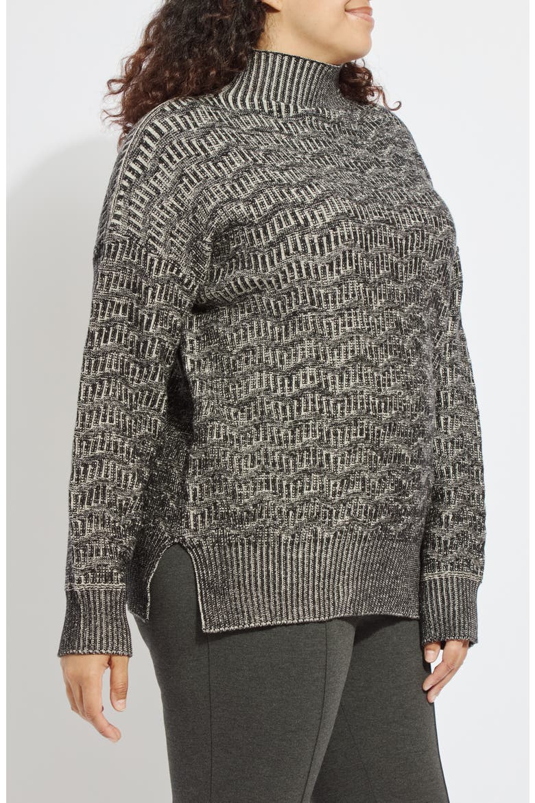 Scarlet Textured Mock Neck Sweater, Alternate, color, MARBLE BLACK