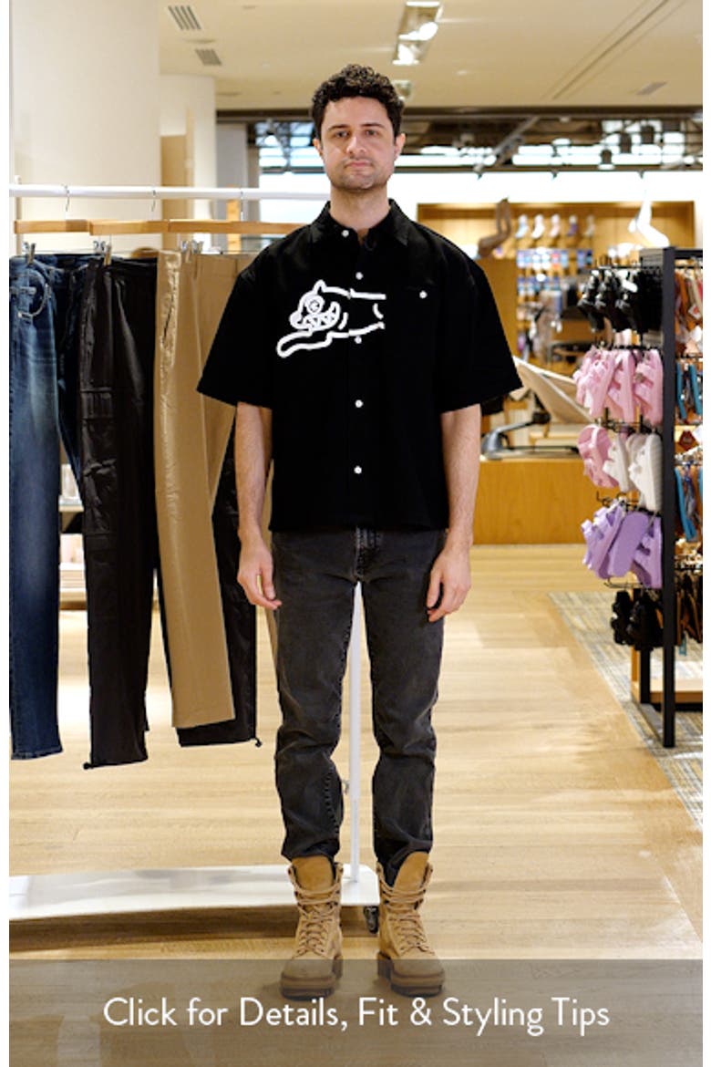 Running Dog Short Sleeve Denim Graphic Button-Up Shirt video