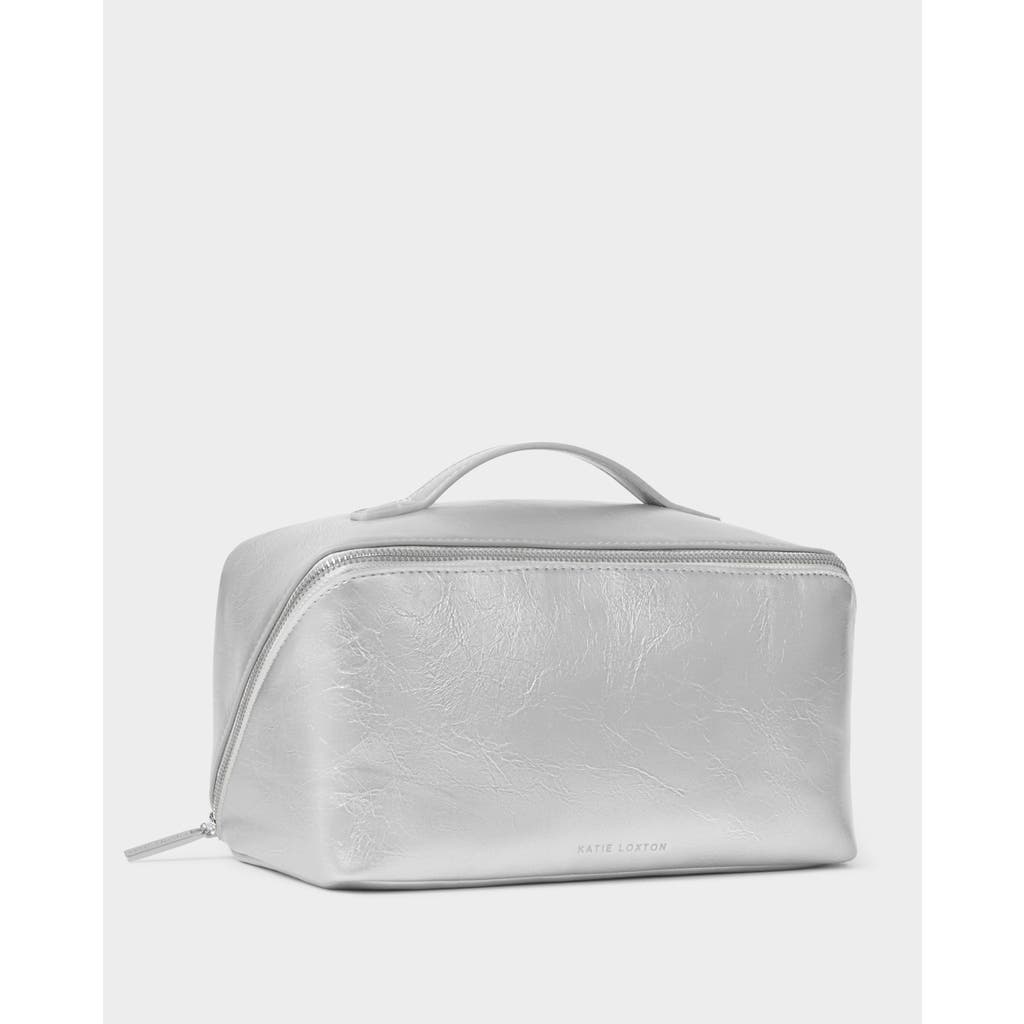 Katie Loxton Large Patent Crackle Makeup And Toiletry Bag In Silver