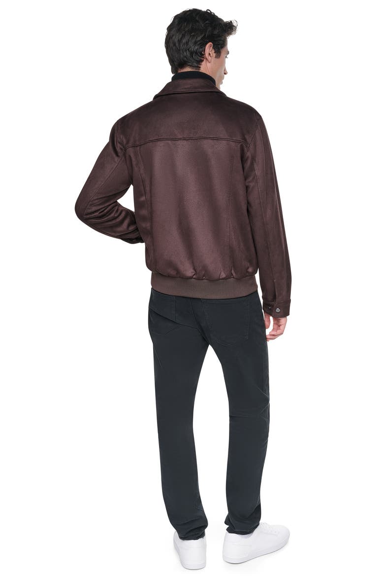 Faux Suede Trucker Jacket, Alternate, color, BROWN