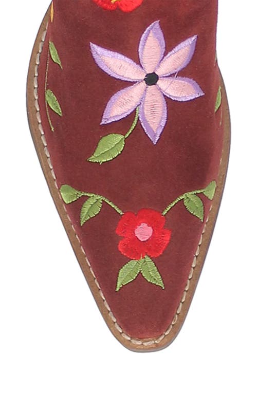 Dingo Flower Power Knee High Western Boot In Burgundy