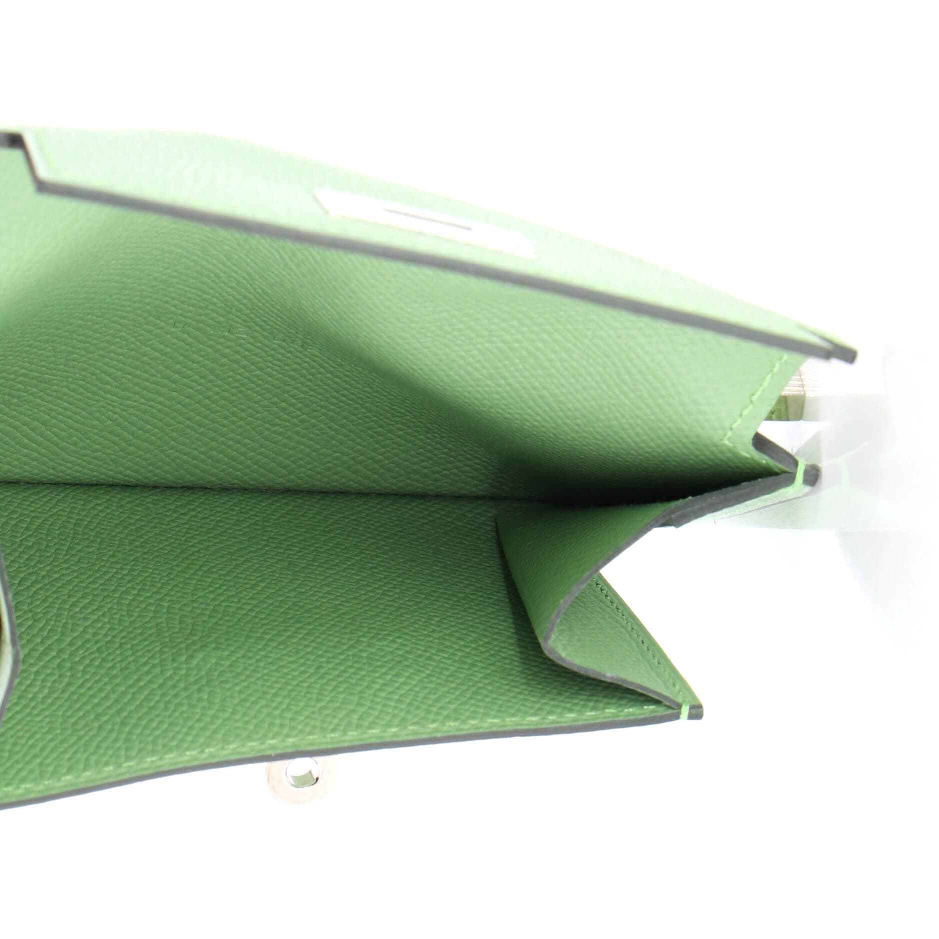 Pre-Owned Hermes Kelly Pocket Compact Wallet Epsom, Alternate, color, Vert Criquet