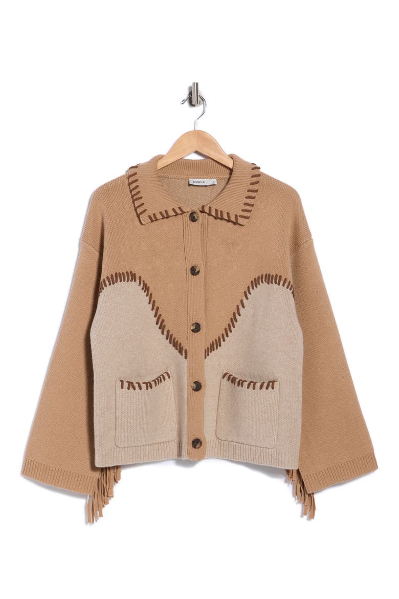 Chesney Oversize Wool & Cashmere Cardigan, Main, color, CAMEL MULTI