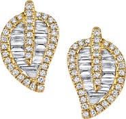 Anita Ko Leaf 18k Gold Diamond Stud Earrings