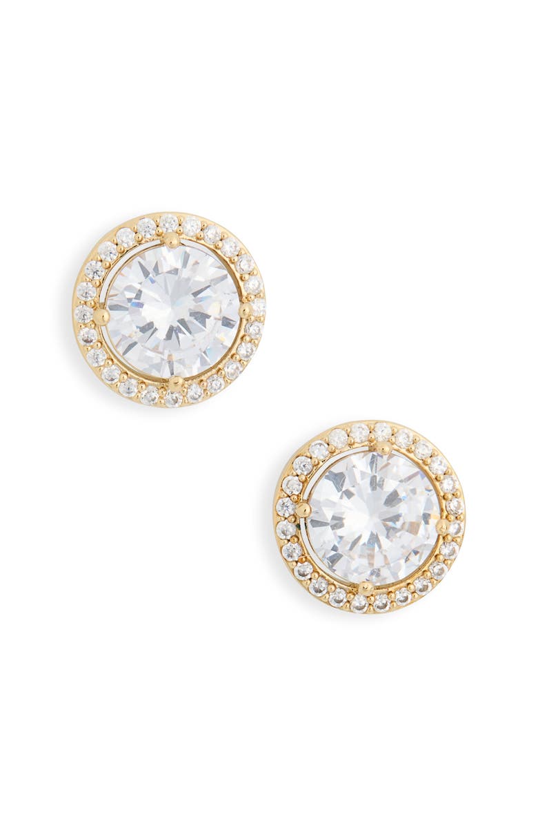 Nadri Cubic Zirconia Halo Round Stud Earrings, Main, color,