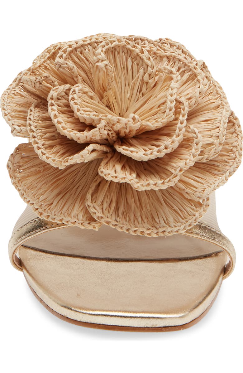 KOKO + PALENKI Ana Slide Sandal, Alternate, color, Gold Light-Raffia Flower