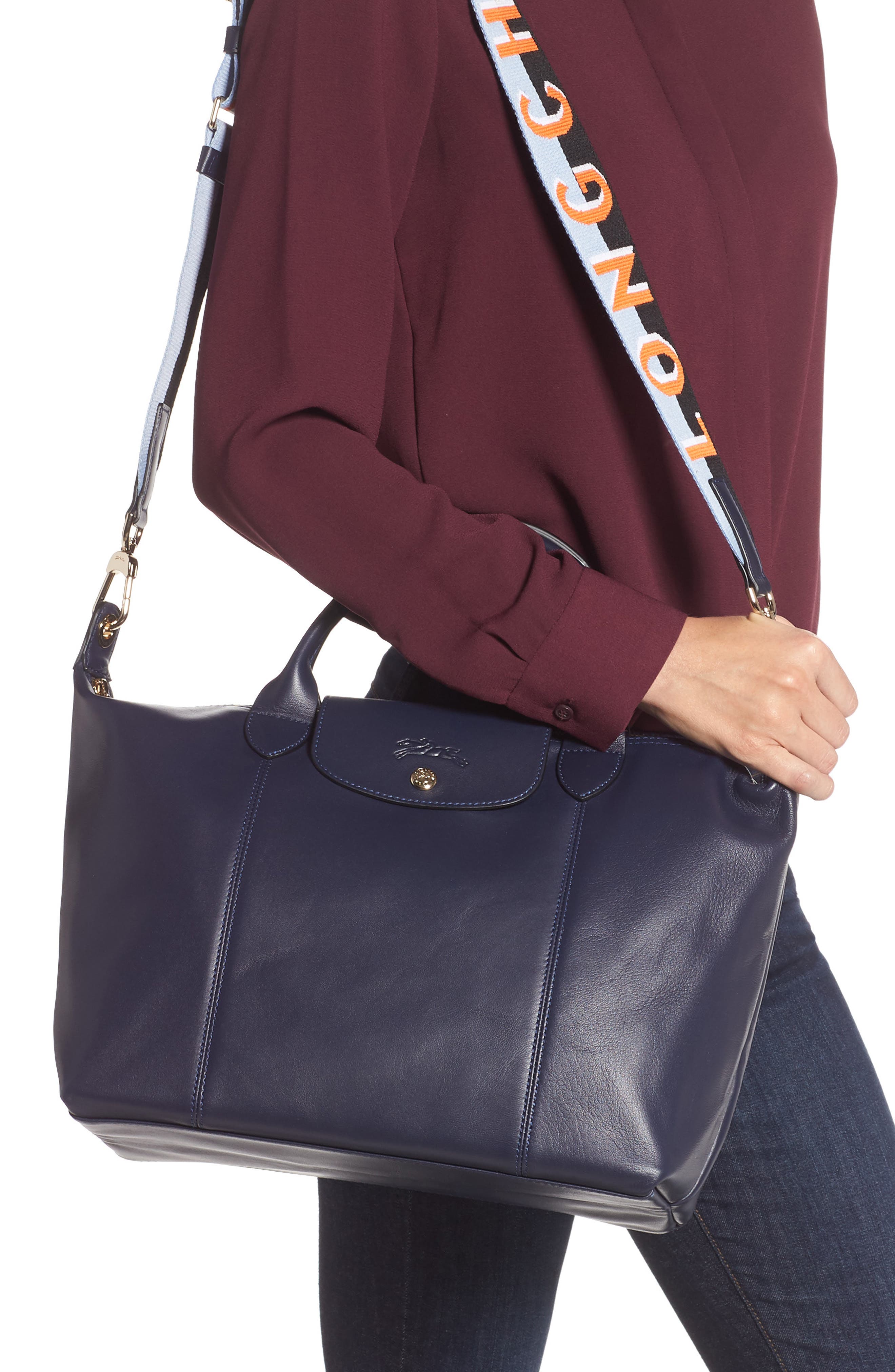 Longchamp Le Pliage Cuir Lambskin Leather Tote, Alternate, color, 