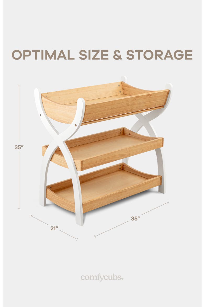 Baby Changing Table, Alternate, color, Natural Wood With White Legs