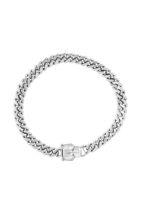 Black Spinel Chain Bracelet in Sterling Silver