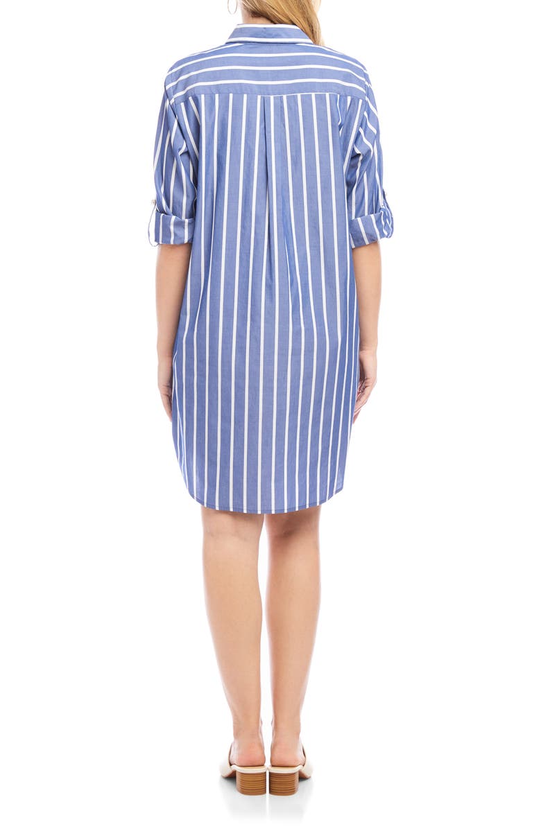 Karen Kane Stripe Long Sleeve Cotton Shirtdress, Alternate, color, Blue/ White Stripe