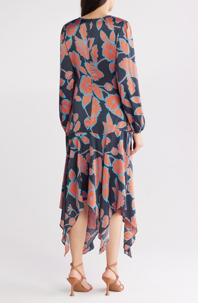 MELLODAY Floral Long Sleeve Ruched Midi Dress, Alternate, color,