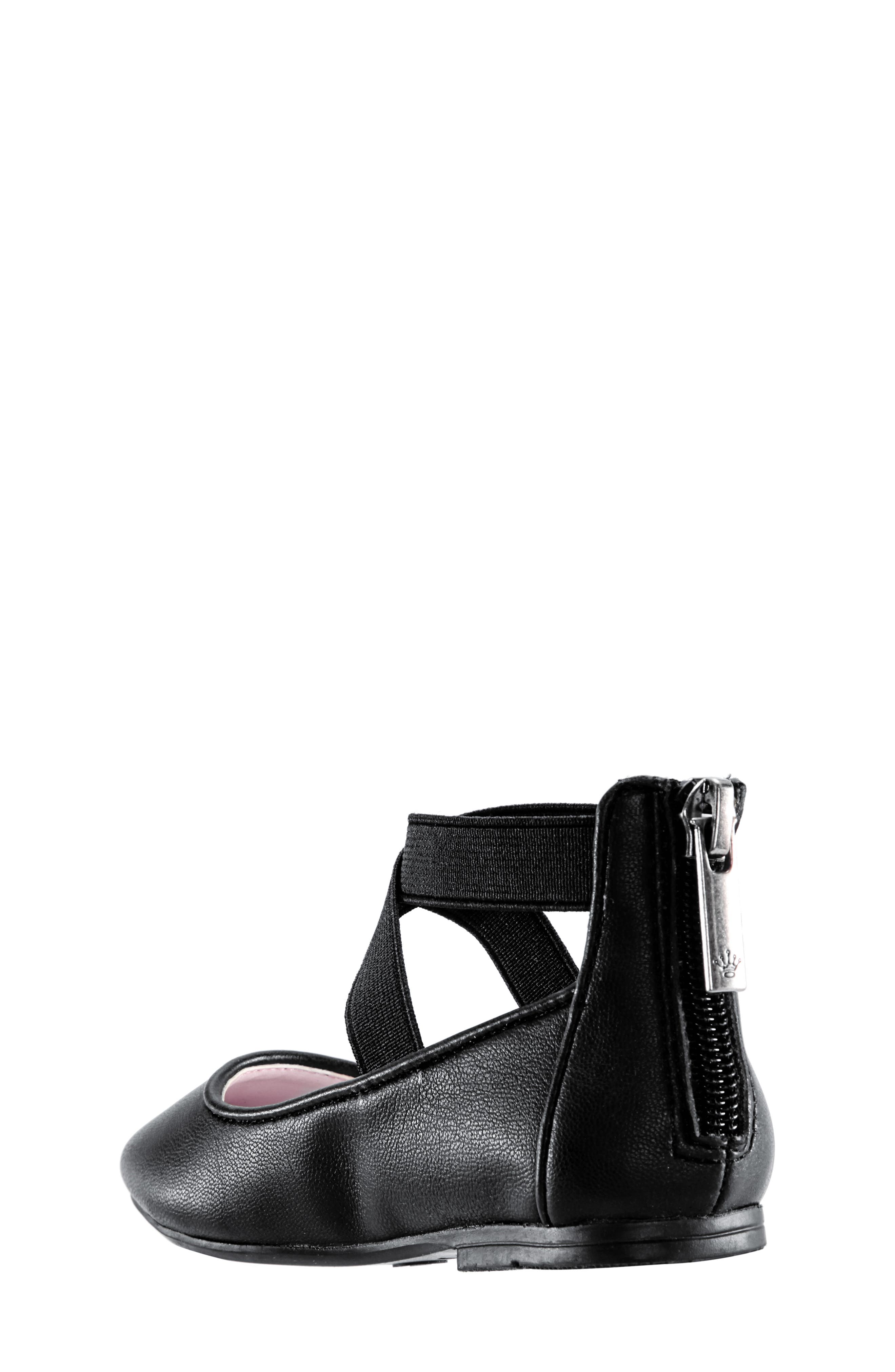 Nina Marissa Cross Strap Flat, Alternate, color, Black Faux Leather