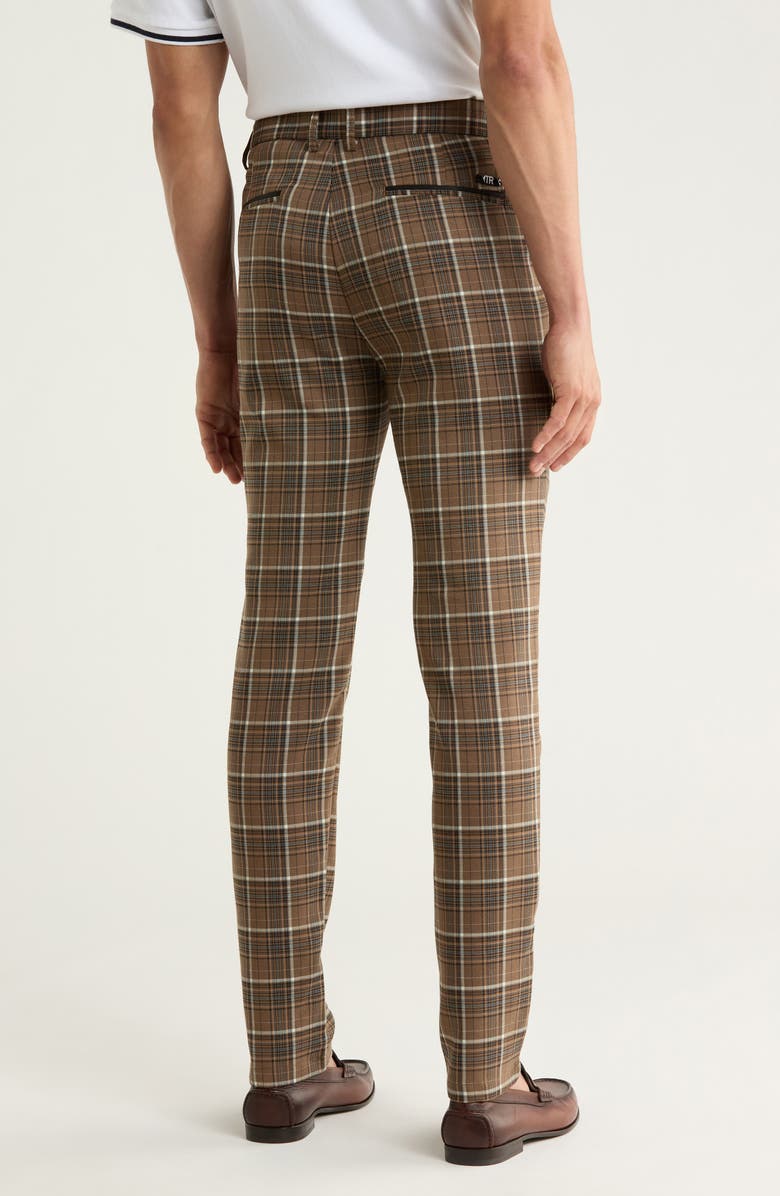 T.R. PREMIUM Plaid Straight Leg Trousers, Alternate, color, Brown